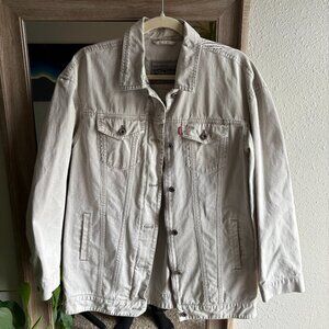 Levis Jacket Womens Medium Off White Denim Trucker Jean Button Pockets